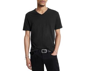 john varvatos Miles Short Sleeve Slub V-Neck with Cut Raw Edge T-Shirt Homme