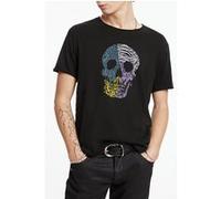 John Varvatos Ss Raw Edge Tee Vintage Wash - Pattern S Black Taille: XS | T-shirts avec imprimés Outlet | Homme | Le Noir