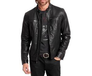 John Varvatos Star USA Veste en cuir pour homme - Noir - Taille S