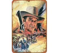 John Wayne Poster Panneaux d’étain Vintage Affiche de métal rétro Plaque de Panneau Mur Art décor 8×12 Pouces