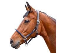 John Whitaker Poney Whitaker Licol en Cuir et Corde pour Cheval Unisexe, Bleu Marine