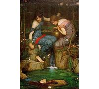 John William Waterhouse - Nymphes Trouver Le Chef D'Orphée Tableau Reproduction sur Toile Roulée 40X60 cm - Mythologie Peintures Impressions pour Mur