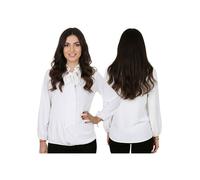 John Zack Blouse blanche élégante pour femme, avec nouage sous le cou, manches longues, style bureau XL XL