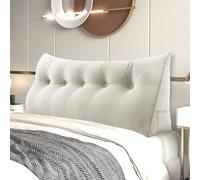 Johnear Coussin de dossier, de lit, coussin cale, de lecture, coussin triangulaire avec housse en velours amovible, blanc, 160 cm