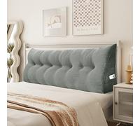 Johnear Coussin de Lecture pour lit ou canapé, Traversin Gros Coussin Dossier Corduroy，Oreiller Triangulaire Coussin Coin, tête de lit，Coussin pour Lombaire Jambe, cale Dos Plage, Gris 200 cm