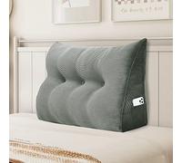 Johnear Coussin de Lecture pour lit ou canapé, Traversin Gros Coussin Dossier Corduroy,Oreiller Triangulaire Coussin Coin, tête de lit,Coussin pour Lombaire Jambe, cale Dos Plage, Gris 100 cm