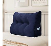 Johnear Coussin de Lecture pour lit ou canapé, Traversin Gros Coussin Dossier Corduroy,Oreiller Triangulaire Coussin Coin, tête de lit,Coussin pour Lombaire Jambe, cale Dos Plage, Bleu foncé 100 cm