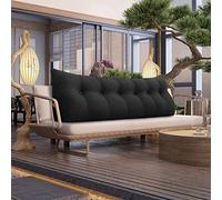 Johnear Coussin de Lecture pour lit ou canapé, Traversin Gros Coussin Dossier Lin，Oreiller Triangulaire Coussin Coin, tête de lit，Coussin pour Lombaire Jambe, cale Dos Plage, Gris foncé, 180 cm