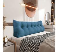 Johnear Coussin de Lecture pour lit ou canapé, Traversin Gros Coussin Dossier Lin，Oreiller Triangulaire Coussin Coin, tête de lit，Coussin pour Lombaire Jambe, cale Dos Plage, Bleu 180 x 20 x 50 cm