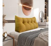 Johnear Coussin de Lecture pour lit ou canapé, Traversin Gros Coussin Dossier Lin，Oreiller Triangulaire Coussin Coin, tête de lit，Coussin pour Lombaire Jambe, cale Dos Plage, Jaune 140 x 20 x 50 cm