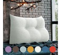 Johnear Coussin de Lecture pour lit ou canapé, Traversin Gros Coussin Dossier Lin，Oreiller Triangulaire Coussin Coin, tête de lit，Coussin pour Lombaire Jambe, cale Dos Plage, Beige 60 x 20 x 50 cm