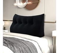 Johnear Coussin de Lecture pour lit ou canapé Velours, Traversin Gros Coussin Dossier Repos,Oreiller Triangulaire Coussin Coin, tête de lit,Coussin Lombaire, cale Dos Plage, Noir 140 x 20 x 50 cm