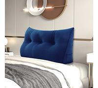 Johnear Coussin de Lecture pour lit ou canapé Velours, Traversin Gros Coussin Dossier Repos,Oreiller Triangulaire Coussin Coin, tête de lit,Coussin Lombaire, cale Dos Plage, Bleu Marine 100 cm