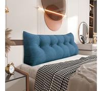 Johnear Coussin Dossier Lit Coussin Triangulaire pour Tête de Lit Oreiller Lecture Support Lombaire pour Canapé Divan Baie Vitrée Futons Chambre Décoration d'intérieur (Bleu, 160×20×50cm)