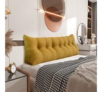Johnear Coussin Dossier Lit Coussin Triangulaire pour Tête de Lit Oreiller Lecture Support Lombaire pour Canapé Divan Baie Vitrée Futons Chambre Décoration d'intérieur (Jaune Moutarde, 200×20×50cm)