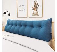Johnear Coussin Dossier Lit Coussin Triangulaire pour Tête de Lit Oreiller Lecture Support Lombaire pour Canapé Divan Baie Vitrée Futons Chambre Décoration d'intérieur (Bleu, 200×20×50cm)