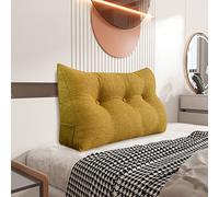 Johnear Coussin Dossier Lit Coussin Triangulaire pour Tête de Lit Oreiller Lecture Support Lombaire pour Canapé Divan Baie Vitrée Futons Chambre Décoration d'intérieur (Jaune Moutarde, 100×20×50cm)