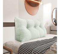 Johnear Coussin Dossier Lit Coussin Triangulaire pour Tête de Lit Oreiller Lecture Support Lombaire pour Canapé Divan Baie Vitrée Futons Chambre Décoration d'intérieur (Ivoire, 100×20×50cm)