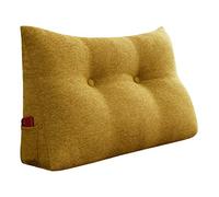 Johnear Coussin Dossier Lit Coussin Triangulaire pour Tête de Lit Oreiller Lecture Support Lombaire pour Canapé Divan Baie Vitrée Futons Chambre Décoration d'intérieur (Jaune Moutarde, 60×20×50cm)