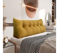 Johnear Coussin Dossier Lit Coussin Triangulaire pour Tête de Lit Oreiller Lecture Support Lombaire pour Canapé Divan Baie Vitrée Futons Chambre Décoration d'intérieur (Jaune Moutarde, 160×20×50cm)