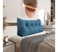 Johnear Coussin Dossier Lit Coussin Triangulaire pour Tête de Lit Oreiller Lecture Support Lombaire pour Canapé Divan Baie Vitrée Futons Chambre Décoration d'intérieur (Bleu, 120×20×50cm)