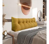 Johnear Coussin Dossier Lit Coussin Triangulaire pour Tête de Lit Oreiller Lecture Support Lombaire pour Canapé Divan Baie Vitrée Futons Chambre Décoration d'intérieur (Jaune Moutarde, 183×20×50cm)