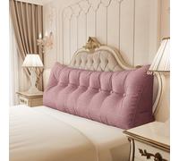 Johnear Coussin en coin, coussin de lecture pour lit et canapé, coussin de dossier rose, coussin de 200 cm, grand coussin lombaire triangulaire pour le dos, coussin pour tête de lit et dossier