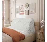 Johnear Coussin triangulaire, coussin de lecture pour lit et canapé, coussin d'appui pour dossier, en peluche blanche, 200 cm, grand coussin lombaire triangulaire pour le dos, coussin de soutien