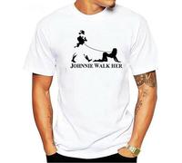 Johnnie Walk-Her (Walker) Men Funny Whisky Parody T Shirt BDSM Bondage Gear Letters Tops Streetwear Comics Kawaii Women Clothes T-Shirt White L
