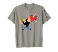 Johnny Bravo Heart Present T-Shirt, Homme, Ardoise, L