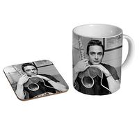 Johnny Cash Coffret cadeau tasse à café en céramique + dessous-de-verre
