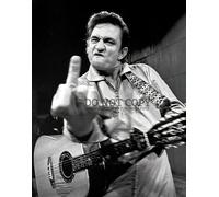 Johnny Cash Photo 20,3 x 25,4 cm - Magnifique portrait de 1969 - Prison de San Quentin - Musique américaine légendaire - Doigt d'honneur - Photo rare - Affiche d'art