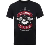 Johnny- Cash Winged Guitar Unisex T-Shirt Printed Tee Black Mens Top Shirt L