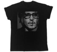 Johnny Depp Glasses Unisex T-Shirt Printed Tee Black Mens Top Shirt 3XL