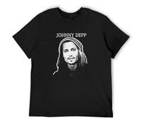 Johnny Depp Round Unisex T-Shirt Printed Tee Black Mens Top Shirt M