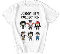 Johnny Depp T Shirt The Johnny Depp Collection T-Shirt Tee Shirt Short-Sleeve Funny Men Tshirt White White S