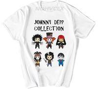 Johnny Depp T Shirt The Johnny Depp Collection T-Shirt Tee Shirt Short-Sleeve Funny Men Tshirt White Manches Courtes(XX-Large)