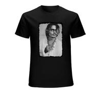 Johnny Depp Vintage Unisex T-Shirt Printed Tee Black Mens Top Shirt L