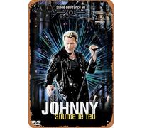 Johnny Hallyday Affiche de film Allume le feu au Stade de France Décoration murale rétro en métal 20,3 x 30,5 cm