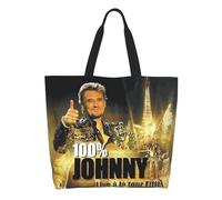 Johnny Hallyday Épicerie fourre-Tout Sacs à provisions Femmes Personnalisé Français Rock Chanteur Toile Shopper Sac à bandoulière Grande capacité Sacs à Main
