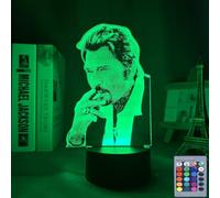 Johnny Hallyday Fans Cadeaux pour Homme Femme Veilleuse 3D avec Télécommande et Contrôle Tactile Intelligent, 7 Couleurs + 16 Couleurs Changeantes, Lampe Décorative pour Anniversaire et Noël (style6)