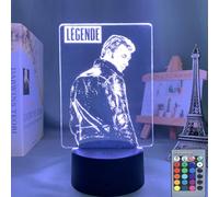 Johnny Hallyday Fans Cadeaux pour Homme Femme Veilleuse 3D avec Télécommande et Contrôle Tactile Intelligent, 7 Couleurs + 16 Couleurs Changeantes, Lampe Décorative pour Anniversaire et Noël (style1)