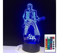Johnny Hallyday Lampe de chevet Acrylique LED 3D en forme de guitare