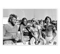 Johnny Hallyday, Sheila, Sylvie Vartan and Francoise Hardy, France 1969 Poster 100 x 70 cm Noir et blanc Tableaux Décoration murale