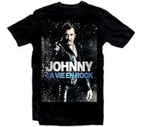 Johnny Hallyday Star Homme Noir Mens T-Shirt Cotton Tops Clothing Black XXL