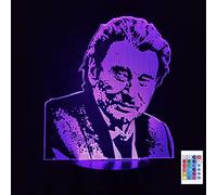 Johnny Hallyday Veilleuse LED en forme de superstar 16 couleurs avec télécommande ou contrôle tactile 7 couleurs (base noire 3)