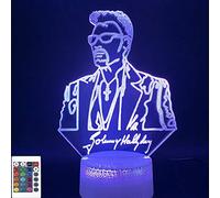 Johnny Hallyday Veilleuse LED en forme de superstar 16 couleurs avec télécommande ou contrôle tactile 7 couleurs (base blanche RF 3)