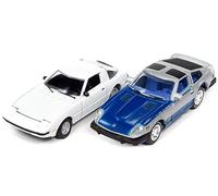Johnny Lightning JLPK014-JLSP169A Lot de 2 voitures 1982 RX-7 Blanc et Datsun 280ZX Bleu et Argent 1981