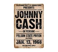 Johnny Plaque en métal rétro 1968 Cash in Person Folsom State Prison décorative vintage pour bar, musique, maison, café - 20,3 x 30,5 cm