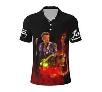 Johnny Polo T-Shirt Manche Courte pour Homme Motif Hallyday Imprimé Décontracté Tops Graphic Tees Shirts Col Rond Chemises